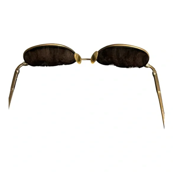 Polo Ralph Lauren Gold Oval Sunglasses Brown Lenses Vintage Style